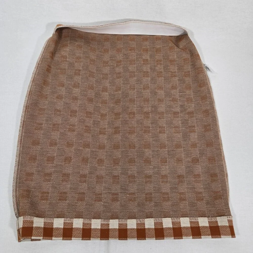 ACADEMIA - SIREN Brown & Beige Checkered Ponte Knit Pencil Mini Skirt PETITE XSP - Picture 10 of 16